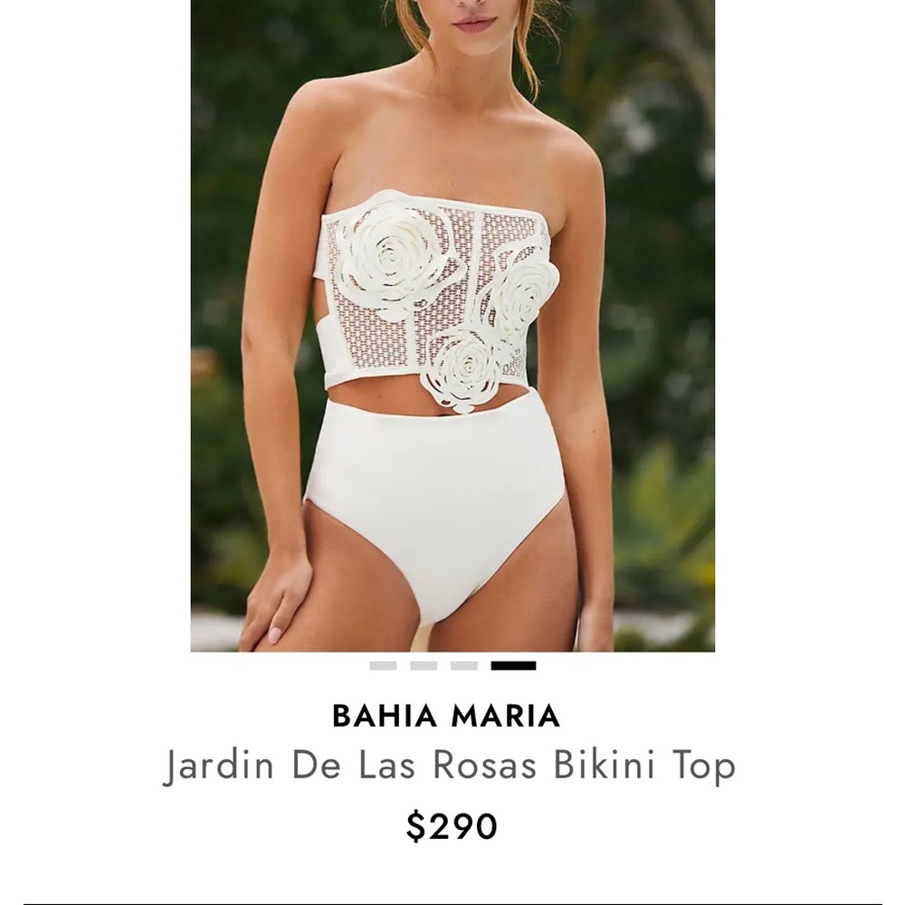 Sold Out Anthropologie Jardin De Las Rosas White Bikini set top and bottom